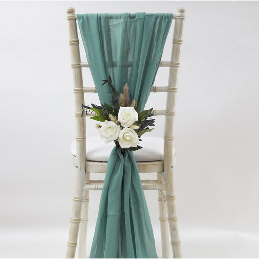 teal chiffon chair sash