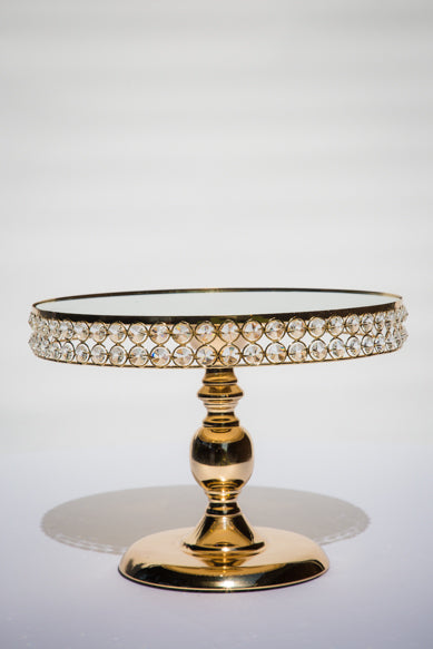 Gold cake stand with acrylic diamonds