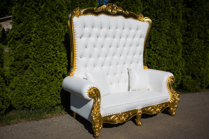 Gold and White Kings throne with diamond studs