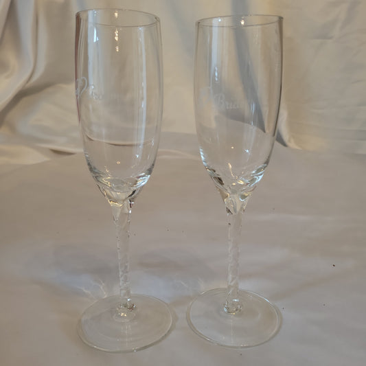 bride and groom champagne glasses