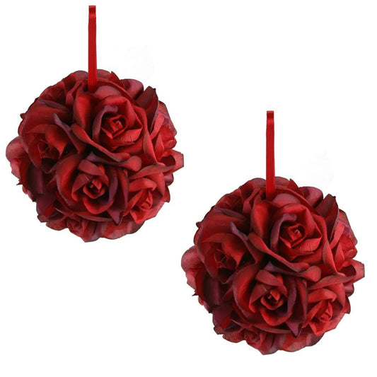 rose balls small red 6"