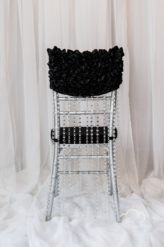 Black Chiavari Chair Cap with Acrylic Diamond Strand