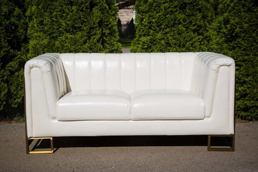 Contemporary white and gold Love seat