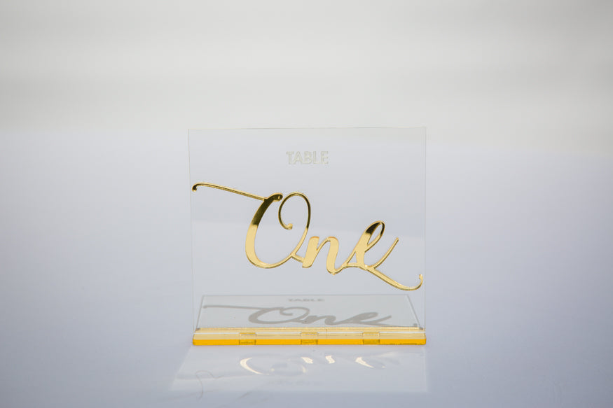 acrylic table numbers with gold