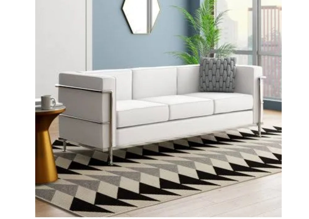 white 3 seater sofa with silver