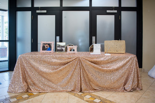 rosegold sequins table cloths 90x174