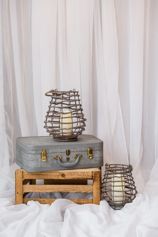 8" Rustic Wooden lanterns