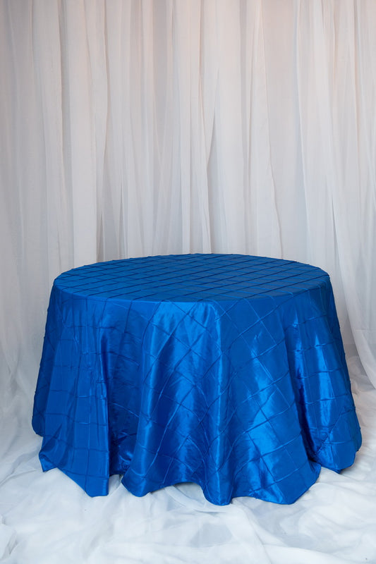 120" pintuck taffeta royal blue round