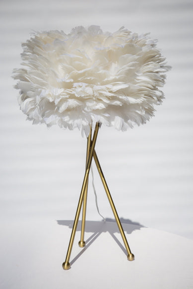 White and gold feather lamp