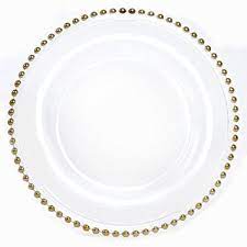 gold beaded glass charger plates