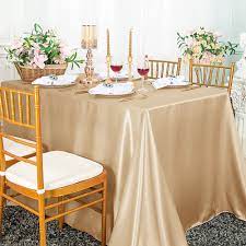 champagne satin rectangle table cloths 90x174"