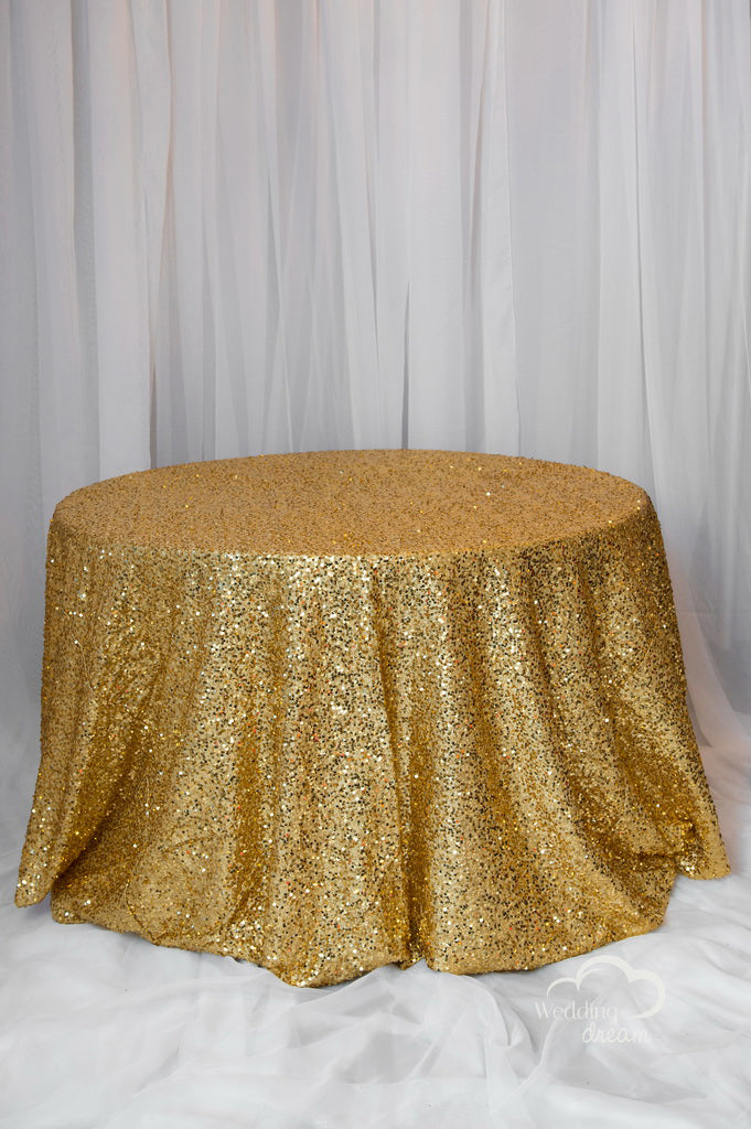 120" Gold Sequins Table Cloth round